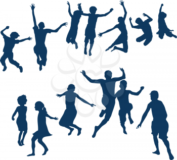 Royalty Free Clipart Image of Many Jumping Children