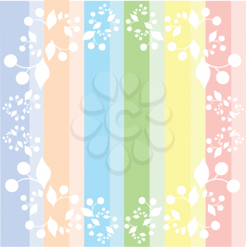 Royalty Free Clipart Image of Pastel Stripes With a Frame of Cherries in White