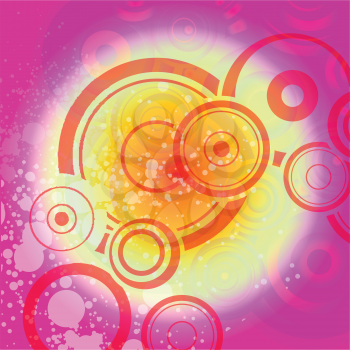 Royalty Free Clipart Image of a Pink and Gold Background With Swirls