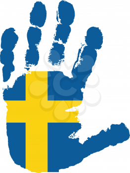 Royalty Free Clipart Image of a Swedish Flag on a Palm
