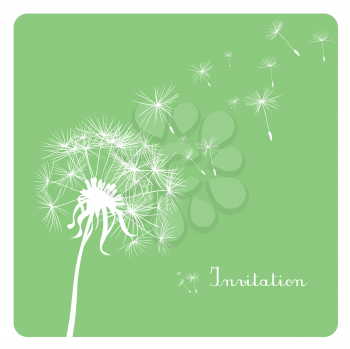 card with dandelion on green background