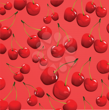 cherries on red background