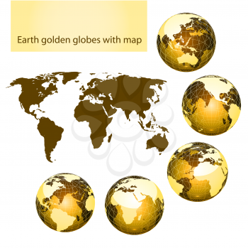earth golden globes with map