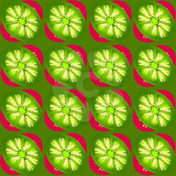 retro pattern with lime slices