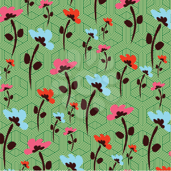 flowers on complicated background pattern