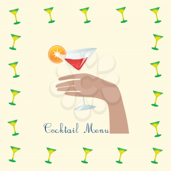 retro cocktail menu with glasses