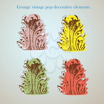 vintage grunge pop decorative elements