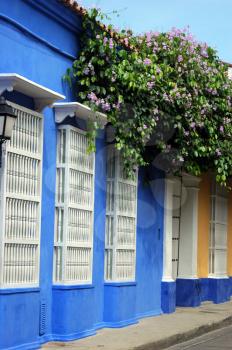 Royalty Free Photo of Colourful Facades in Cartagena, Colombia