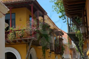 Royalty Free Photo of Spanish Architecture in Cartagena, Colombia