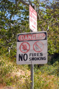 Royalty Free Photo of a No Fires and Smoking Sign