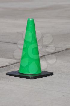 Royalty Free Photo of a Green Traffic Cone