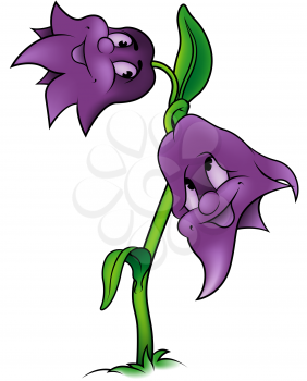 Royalty Free Clipart Image of a Flower With Faces