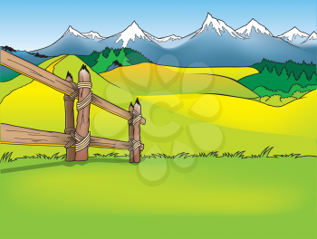 Royalty Free Clipart Image of a Mountain Landscape