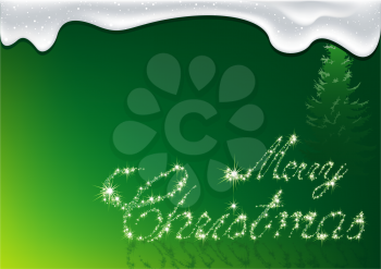 Royalty Free Clipart Image of a Merry Christmas Greeting in Green