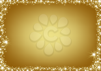 Royalty Free Clipart Image of a Gold Christmas Star Frame