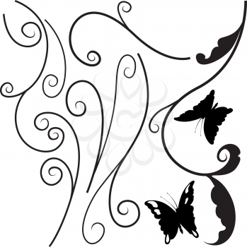 Royalty Free Clipart Image of Elements With Butterflies