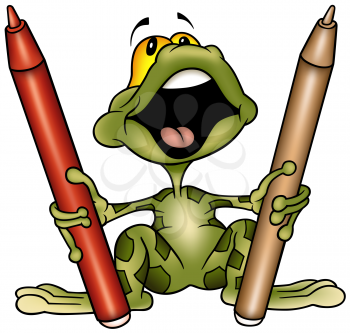 Royalty Free Clipart Image of a Frog With Markers