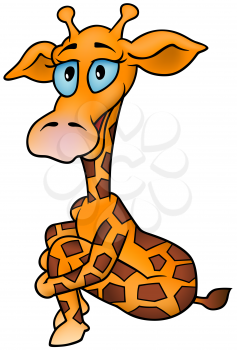 Royalty Free Clipart Image of a Giraffe Hugging Its Knees