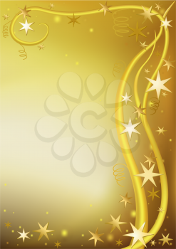 Royalty Free Clipart Image of a Gold Starry Christmas Background