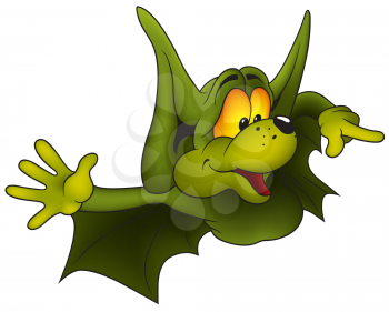 Royalty Free Clipart Image of a Green Bat