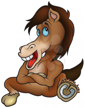 Royalty Free Clipart Image of a Horse With Its Arms Crossed