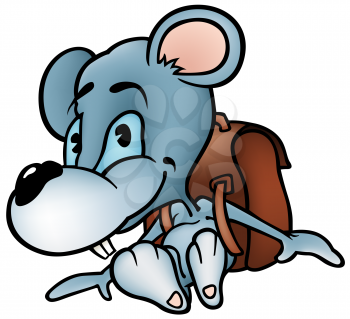 Royalty Free Clipart Image of a Mouse With a Backpack