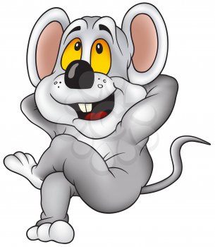 Royalty Free Clipart Image of a Mouse Reclining