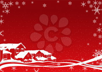 Royalty Free Clipart Image of a Snowy Frame Around Buildings