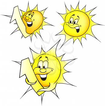 Royalty Free Clipart Image of Three Suns Two With Ones