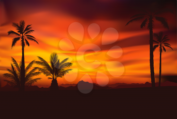 Royalty Free Clipart Image of a Tropical Sunset