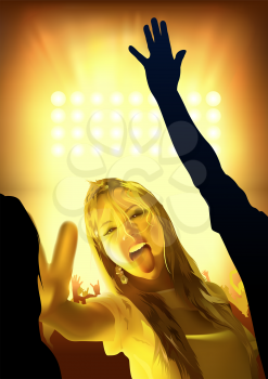 Royalty Free Clipart Image of a Girl at a Discotheque