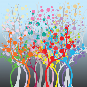 Royalty Free Clipart Image of a Coloured Forest