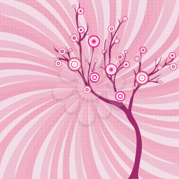abstract pink tree with circles