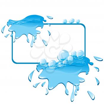 Banner with aqua splashes and drops