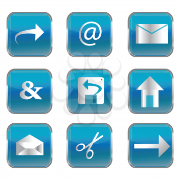 Blue square buttons with pc icons