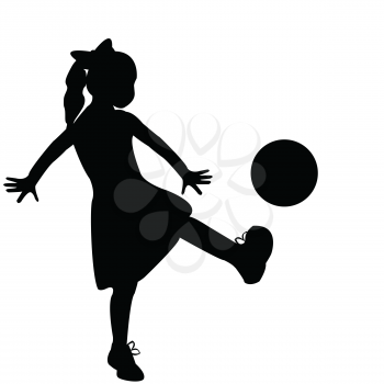 Girl silhouette playing with a ball