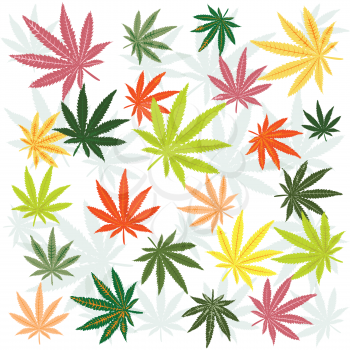 Background with colored marijuana leaves