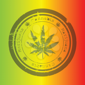 Marijuana stamp on rastafarian background