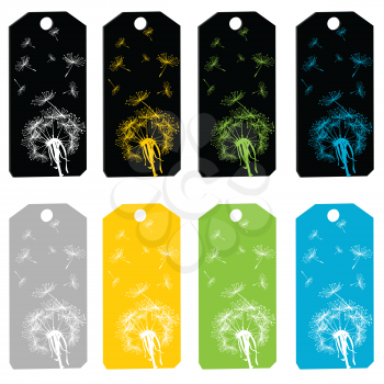 Set of beautiful price tags with dandelions