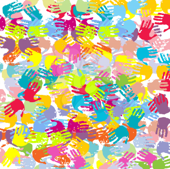 Royalty Free Clipart Image of a Coloured Hand Print Background
