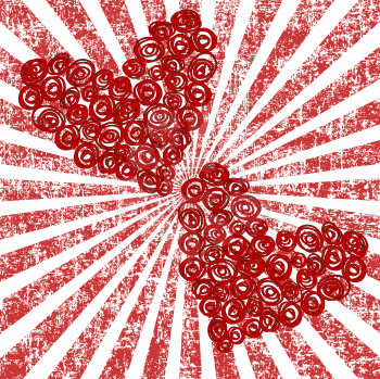 Royalty Free Clipart Image of a Background With Two Hearts