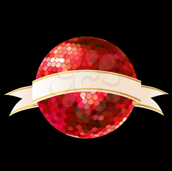 Royalty Free Clipart Image of a Red Disco Ball With a Pennant