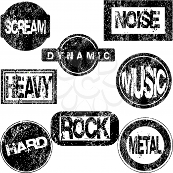 Royalty Free Clipart Image of a Grunge Stamps With Musical Words