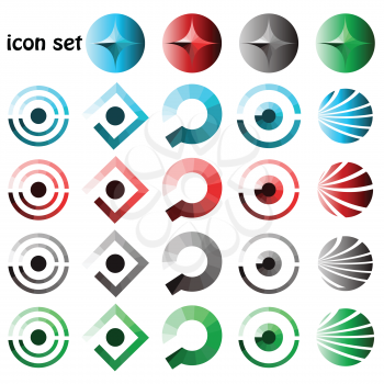 Icon set, web buttons such logo