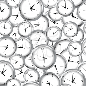 Seamless pattern with clocks and time