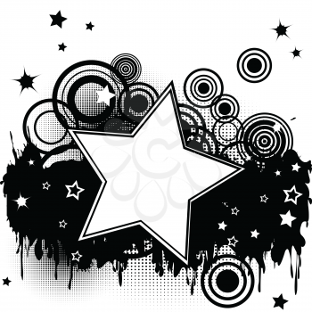 Grunge splash background with stars, circles and  place for your text