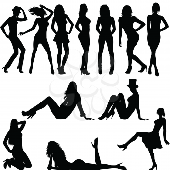 Set of sexy women silhouettes
