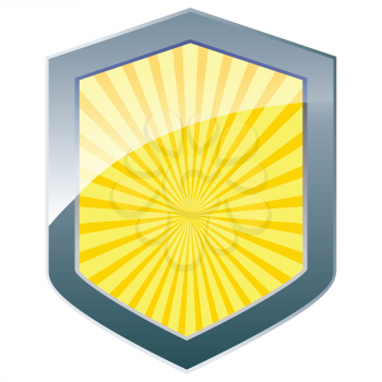 Silver shield with sunburst