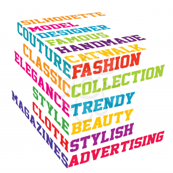 Colored Fashion cube typography terms