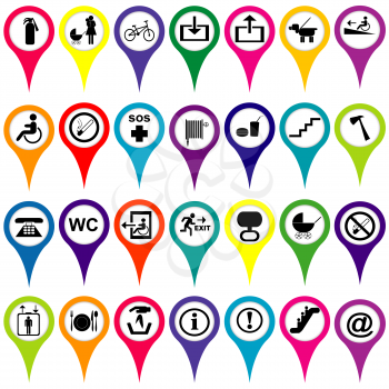 Royalty Free Clipart Image of Map Markers